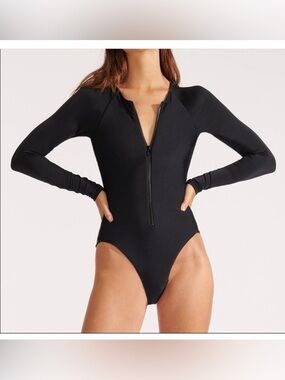Veronica Beard dune rash guard swimsuit black NWT SMALL